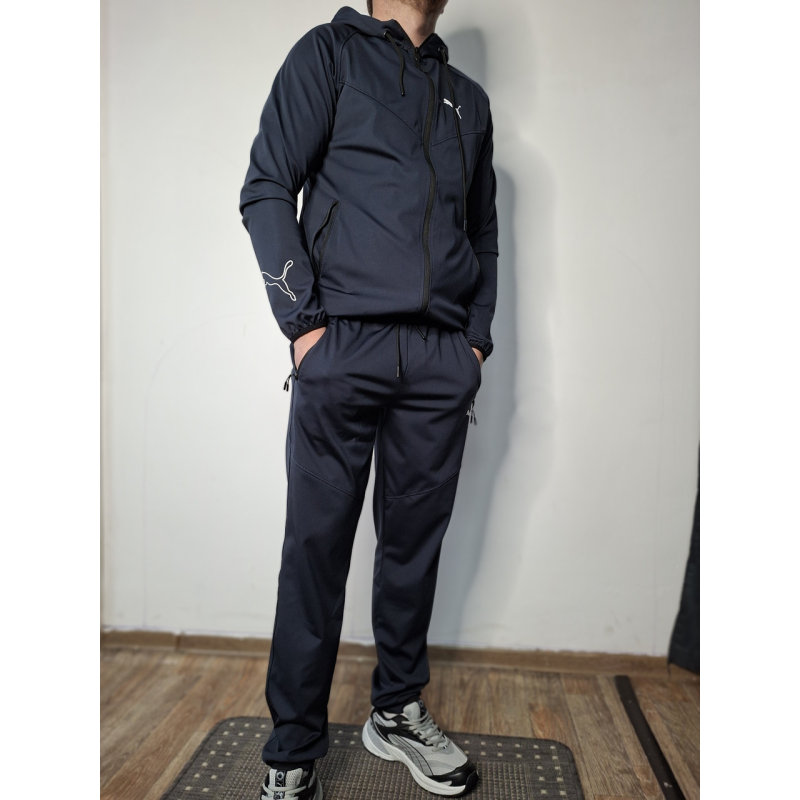 Чоловічий спортивний костюм синій на блискавці з капюшоном sport style M