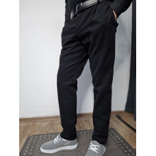 Чоловічі чорні котонові штани звужені casual XXL